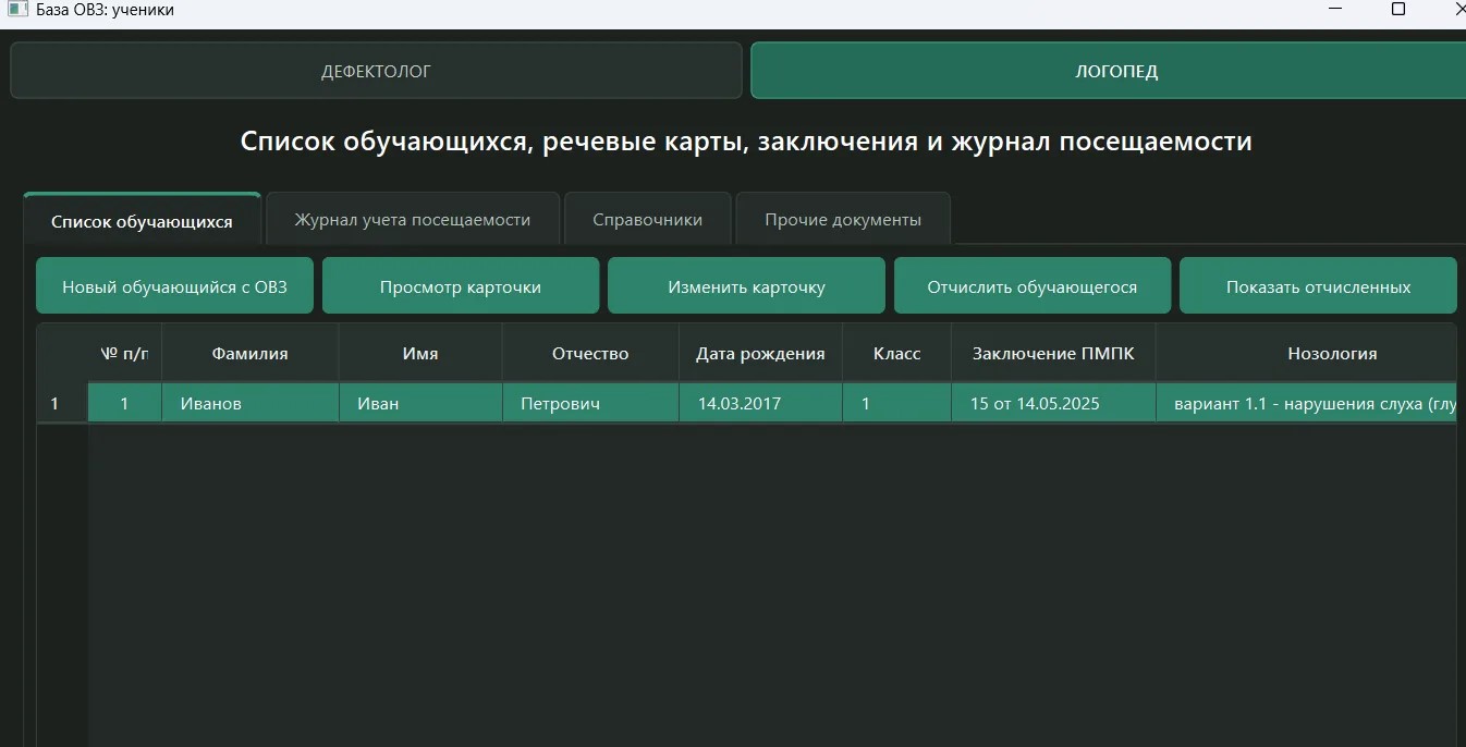 Электронная программа: База ОВЗ ученики . Цена - 5 000 ₽ — материал для занятий